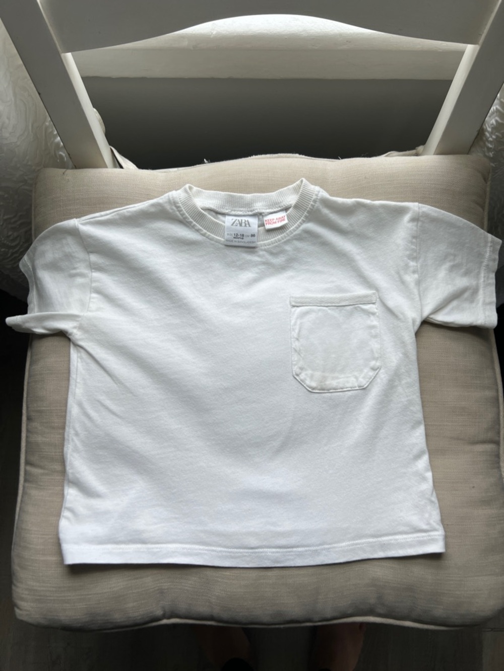 ZARA White Kids Short-Sleeve Pocket Tee